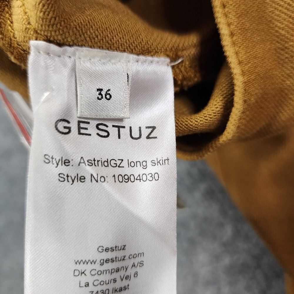 Gestuz Mustard Yellow Button-front Midi Maxi Skirt Pockets 100%‎ Cotton 36 US 4 - Picture 9 of 12